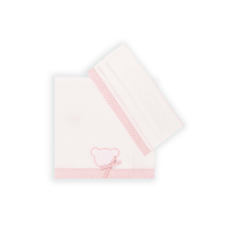 MARLU' Set lenzuolino con orsetto rosa neonata