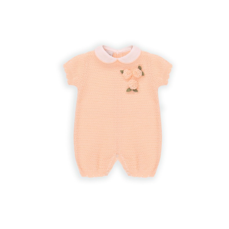 MARLU' Tutina albicocca con fiori ricamati neonata