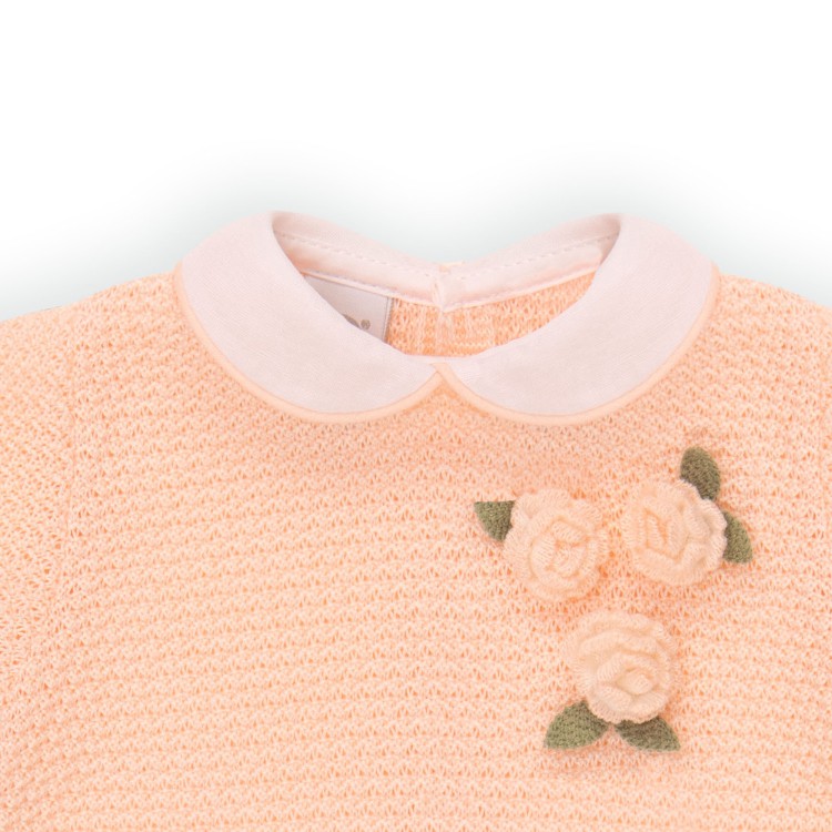 MARLU' Tutina albicocca con fiori ricamati neonata