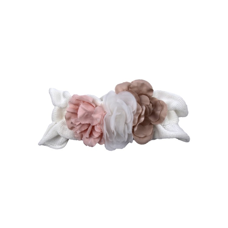 MARLU' Fascia bianca e rosa decorata neonata