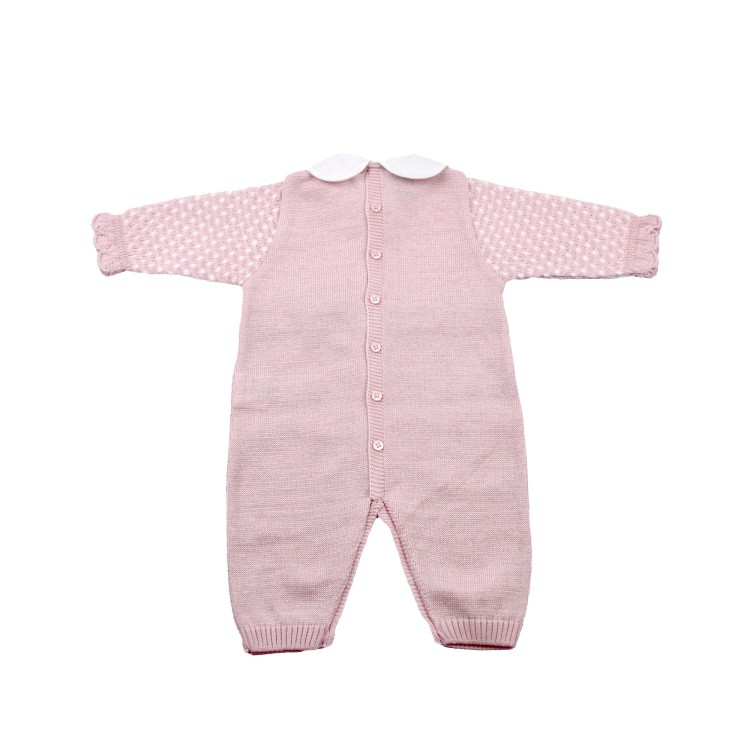 MARLU' Tutina rosa con dettagli bianchi neonata