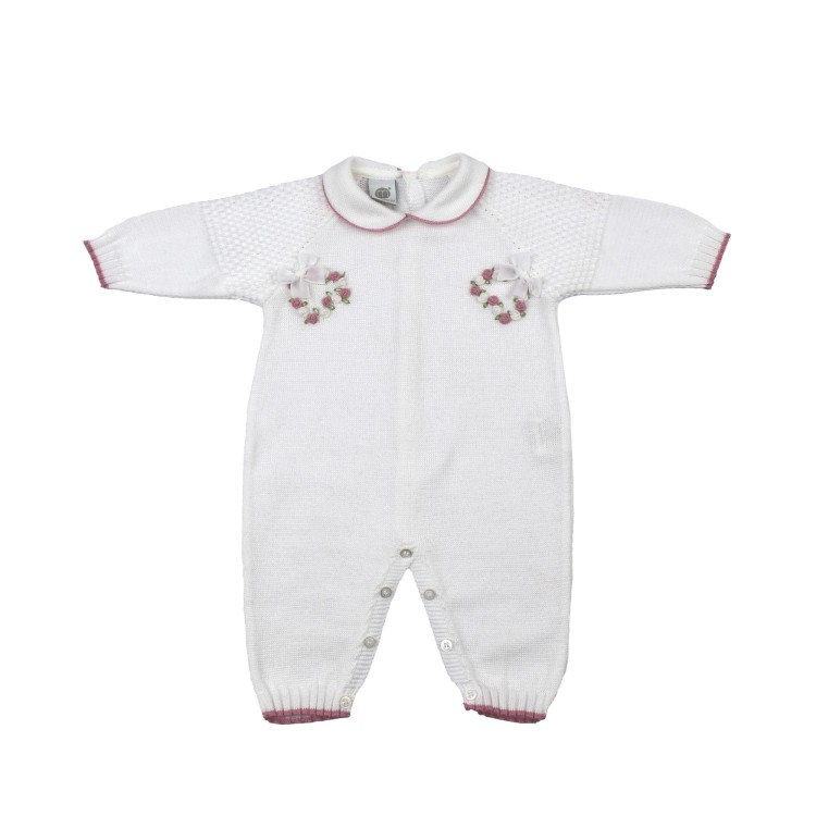 MARLU' Tutina bianca e melograno neonata