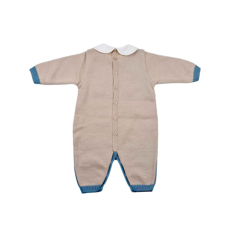 MARLU' Tutina lunga beige e azzurro neonato