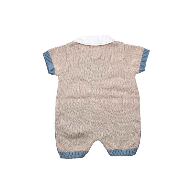 MARLU' Tutina corta beige e azzurro neonato