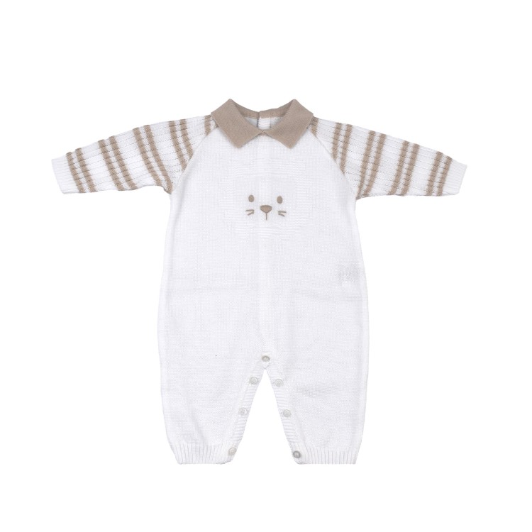 MARLU' Tutina bianca e sabbia leone neonato