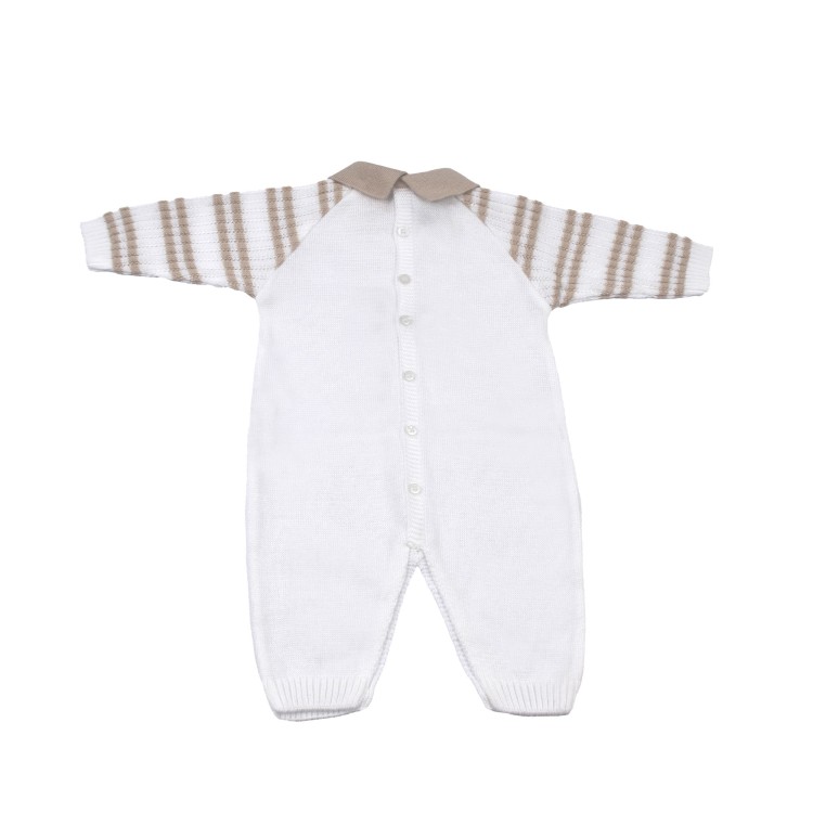 MARLU' Tutina bianca e sabbia leone neonato