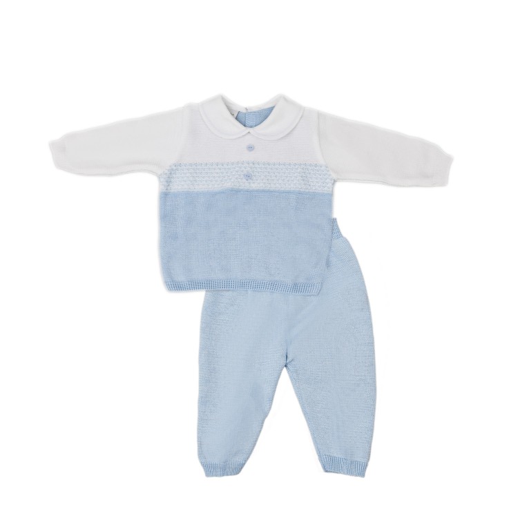 MARLU' Completo due pezzi celeste e bianco neonato