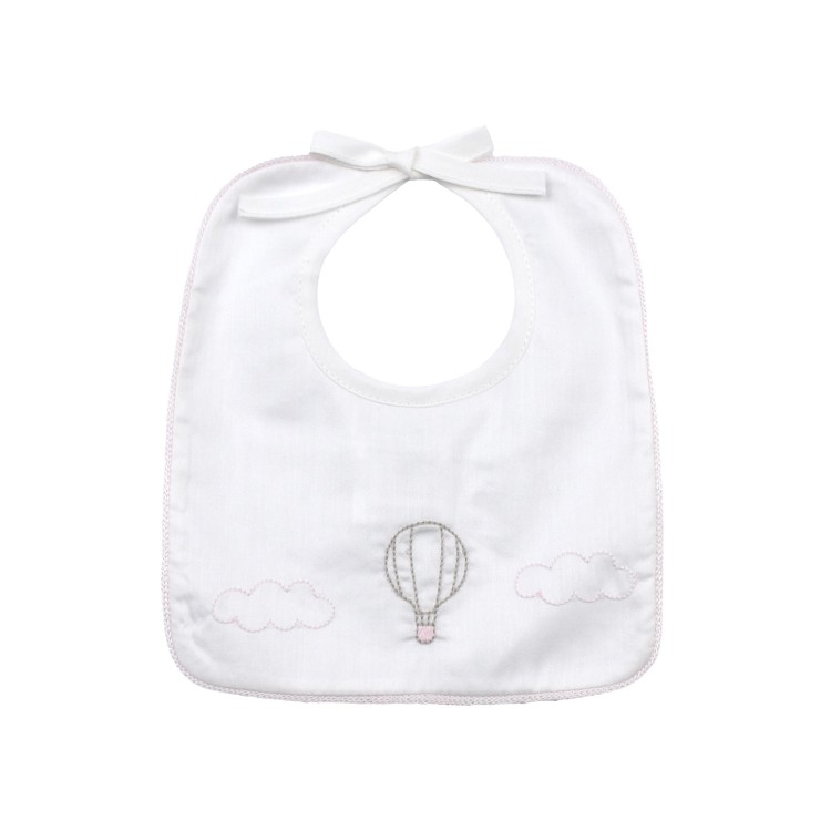 MARLU' Bavetta bianca con mongolfiera ricamata neonata