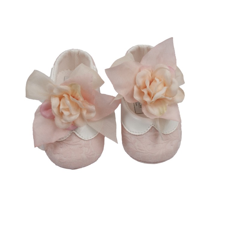 MARLU' Scarpina in tessuto rosa neonata