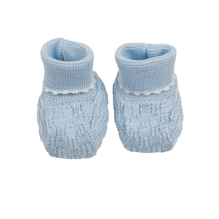 MARLU' Scarpina in filo di cotone celeste neonato