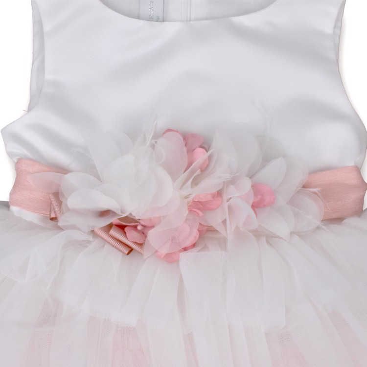 COLORI CHIARI Abito bianco e rosa elegante neonata
