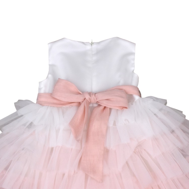 COLORI CHIARI Abito bianco e rosa elegante neonata