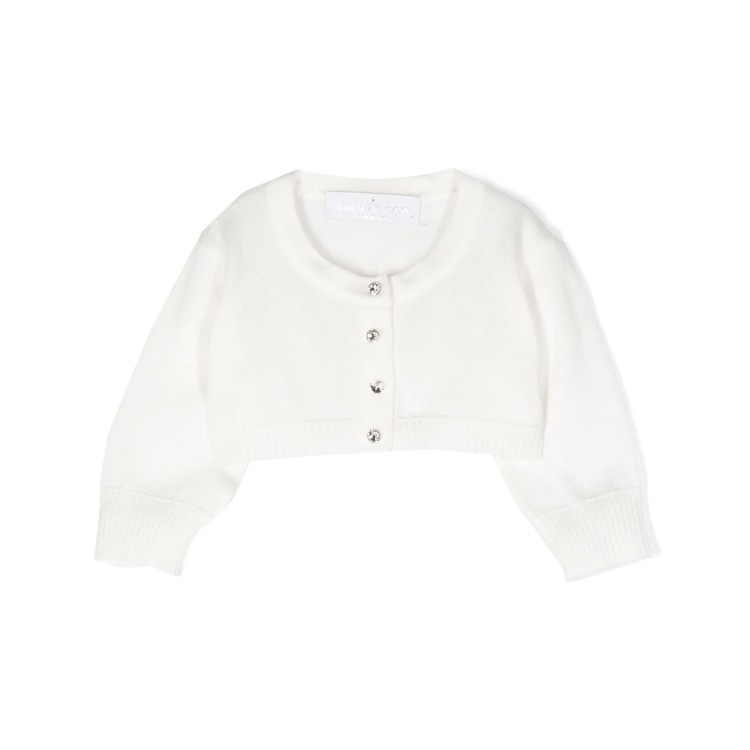 COLORI CHIARI Giacchino panna in filato di cotone neonata