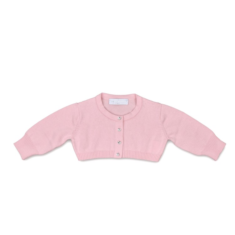 COLORI CHIARI Giacchino rosa in filato di cotone neonata
