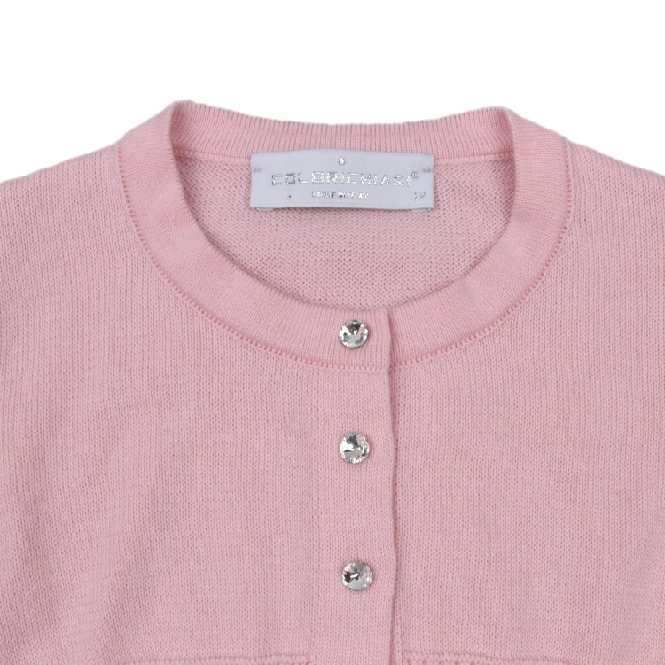 COLORI CHIARI Giacchino rosa in filato di cotone neonata