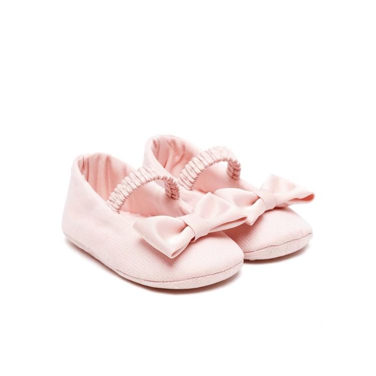 COLORI CHIARI Scarpine rosa con fiocco neonata