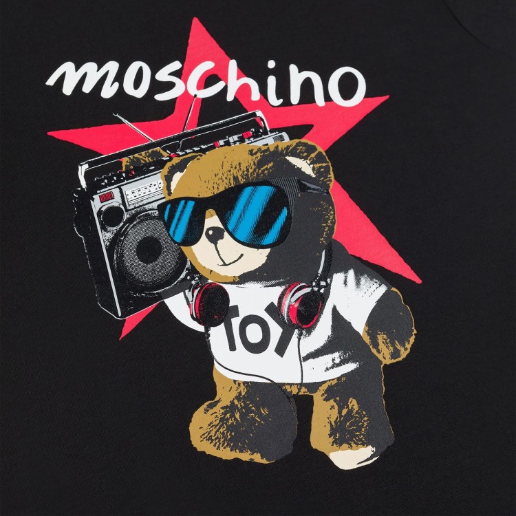 MOSCHINO T-shirt nera con stampa Teddy bambino