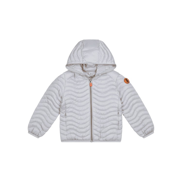 SAVE THE DUCK Piumino grigio in nylon trapuntato ad onde bambina
