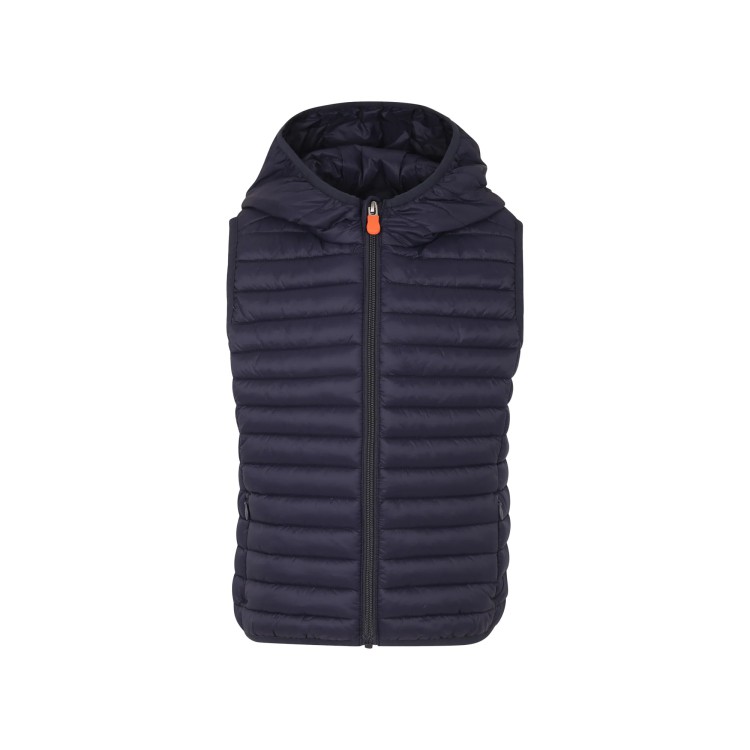 SAVE THE DUCK Gilet blu navy imbottito con cappuccio bambino