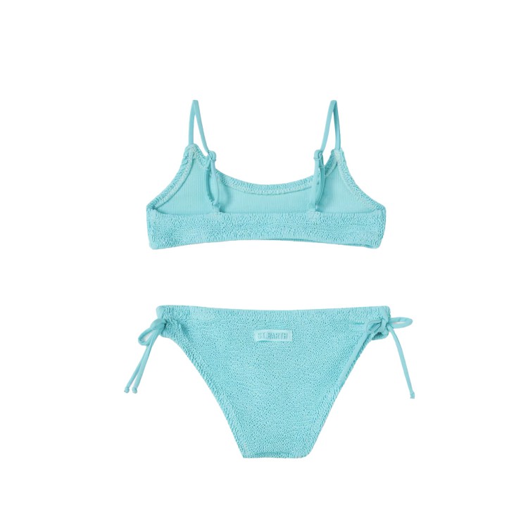 SAINT BARTH Bikini verde acqua arricciato bambina