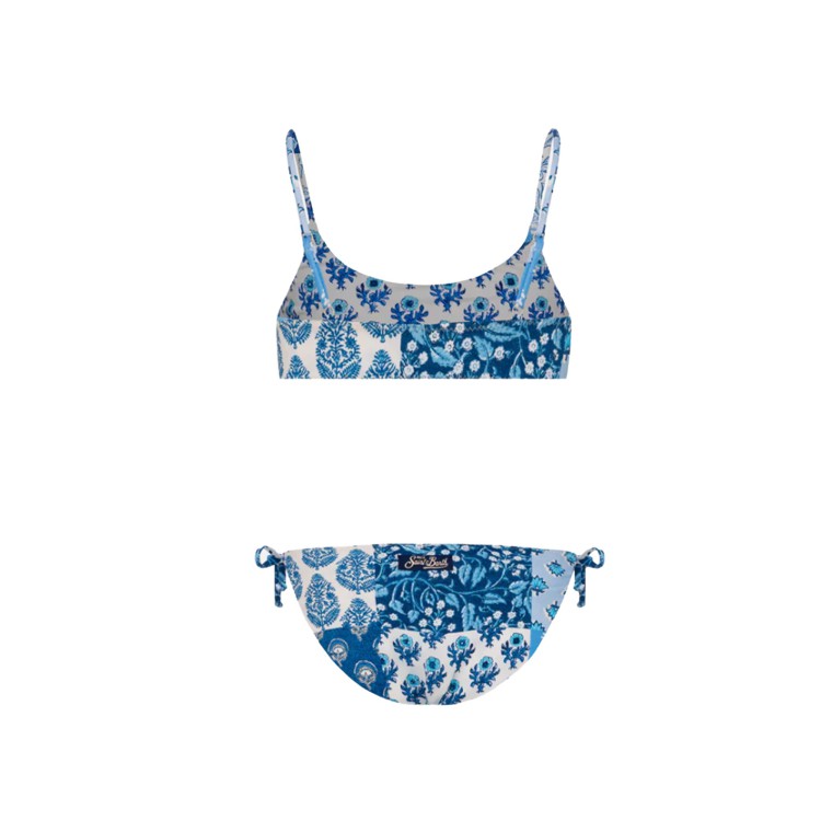 SAINT BARTH Bikini azzurro stampato reversibile bambina
