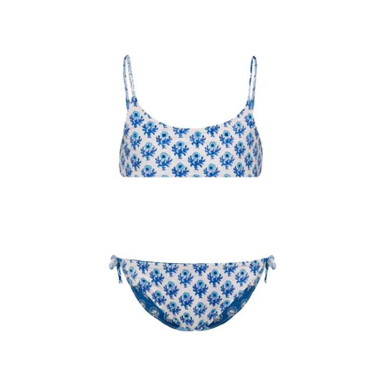 SAINT BARTH Bikini azzurro stampato reversibile bambina