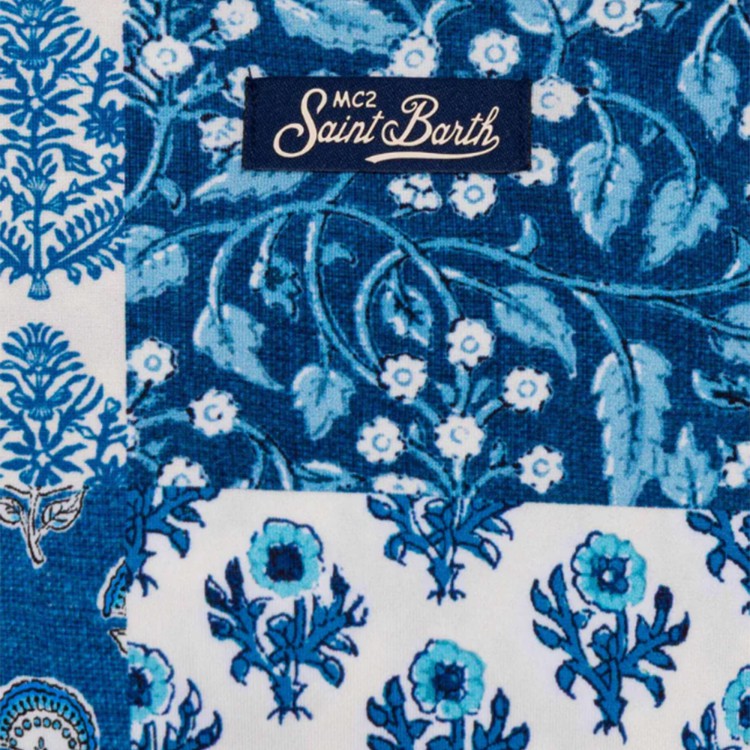 SAINT BARTH Bikini azzurro stampato reversibile bambina