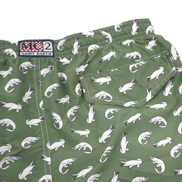 SAINT BARTH Costume verde con alligatori all-over bambino