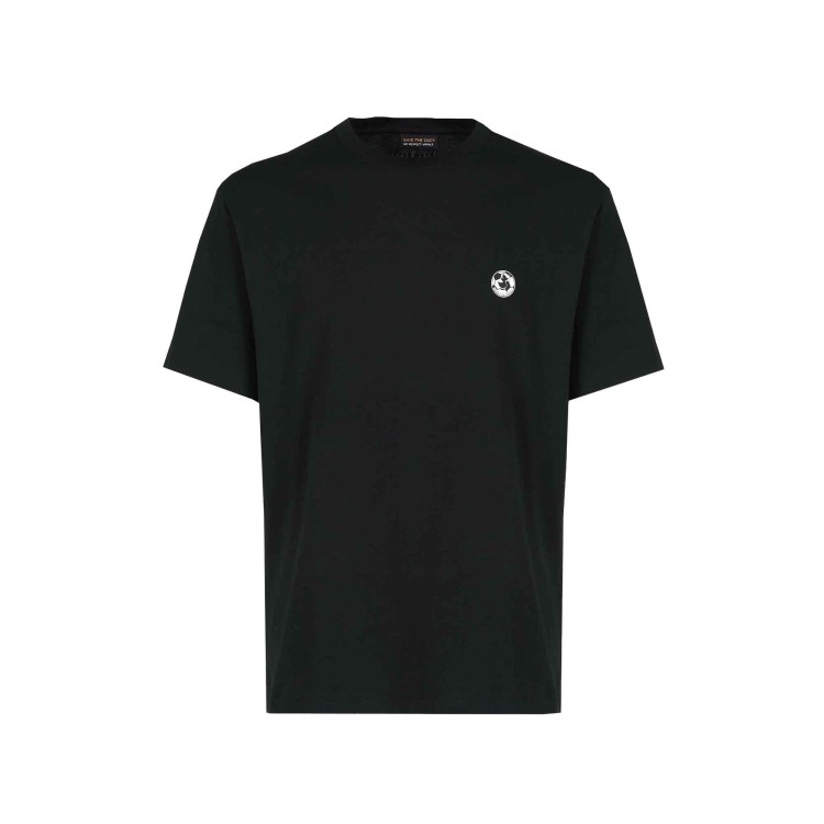 SAVE THE DUCK T-shirt nera con logo frontale e stampa bambino