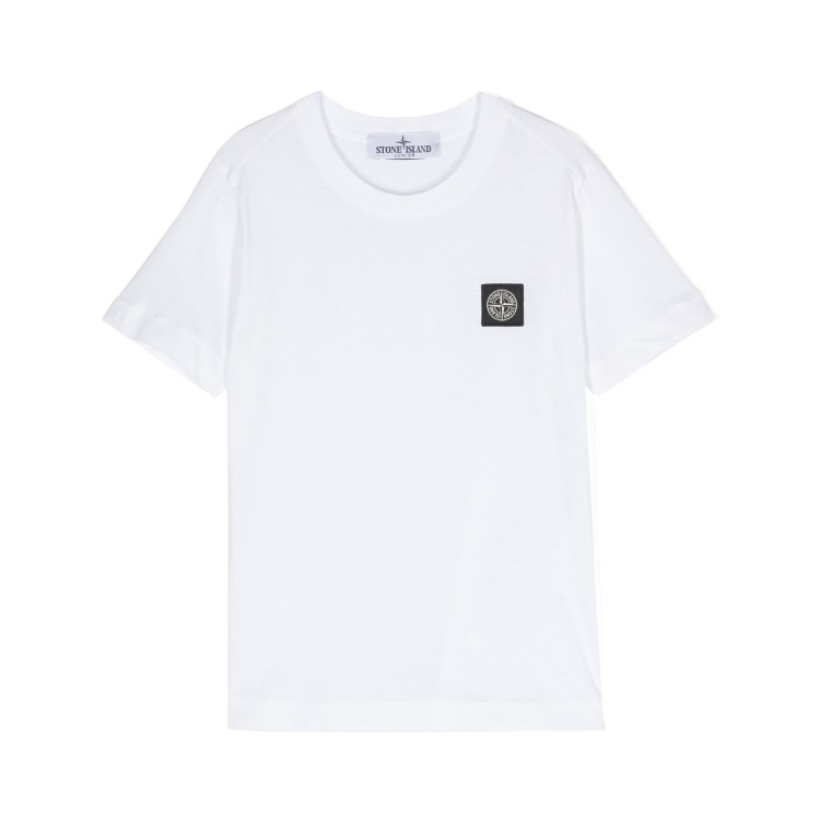 STONE ISLAND T-shirt bianca dettaglio compass bambini