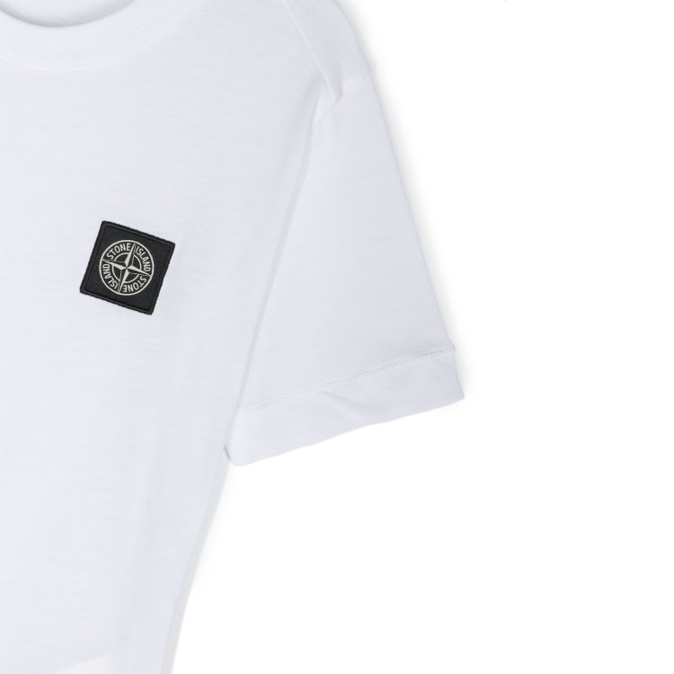 STONE ISLAND T-shirt bianca dettaglio compass bambini