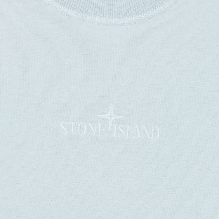 STONE ISLAND T-shirt celeste con ricamo logo bambini