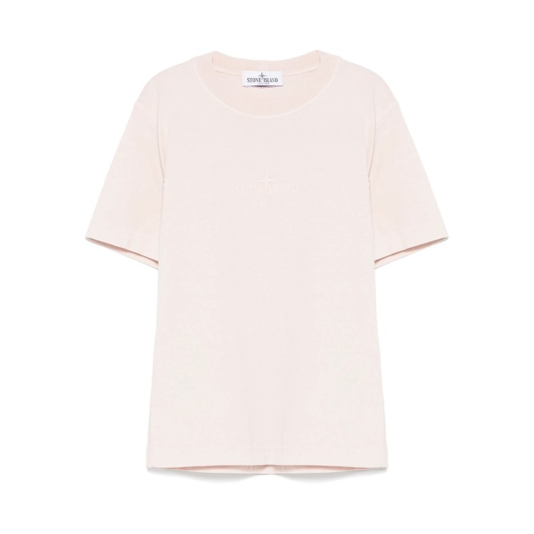 STONE ISLAND T-shirt rosa antico con logo ricamato bambini