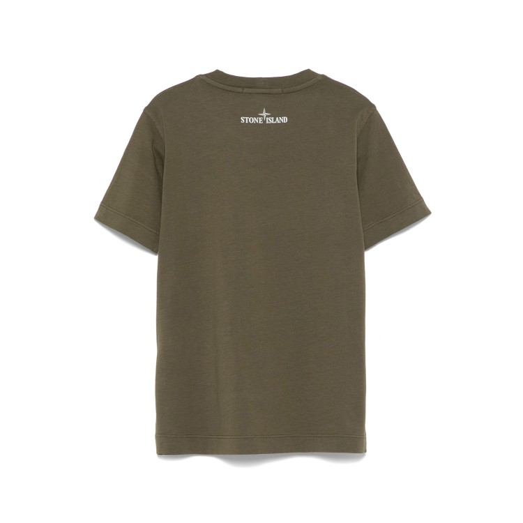 STONE ISLAND T-shirt verde oliva con stampa bambino