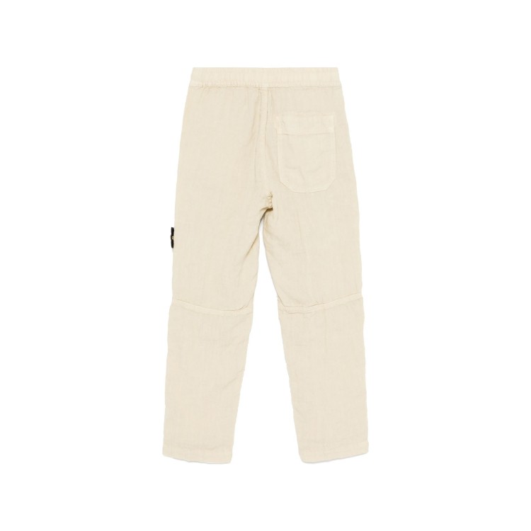 STONE ISLAND Pantaloni sabbia in lino con logo bambini