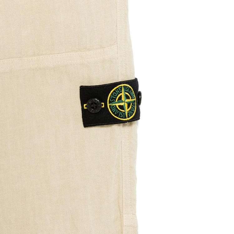 STONE ISLAND Pantaloni sabbia in lino con logo bambini