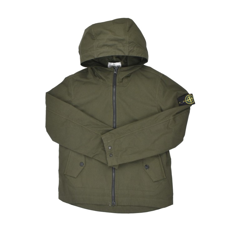 STONE ISLAND Giacca verde full zip con cappuccio bambini