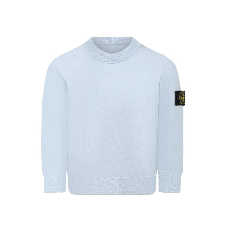 STONE ISLAND Maglione celeste con patch logo bambini