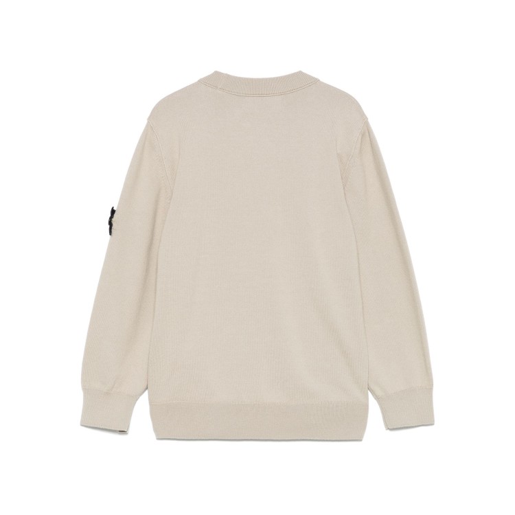 STONE ISLAND Maglione sabbia con patch logo bambini