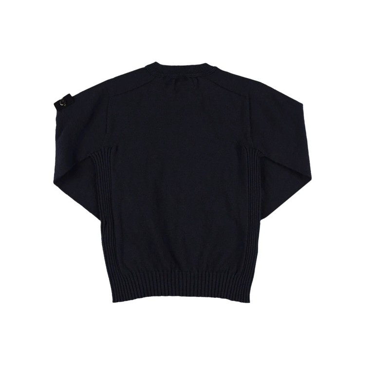 STONE ISLAND Maglia blu navy girocollo in cotone bambini