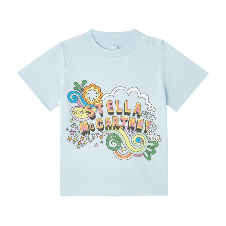 STELLA McCARTNEY T-shirt celeste neonata