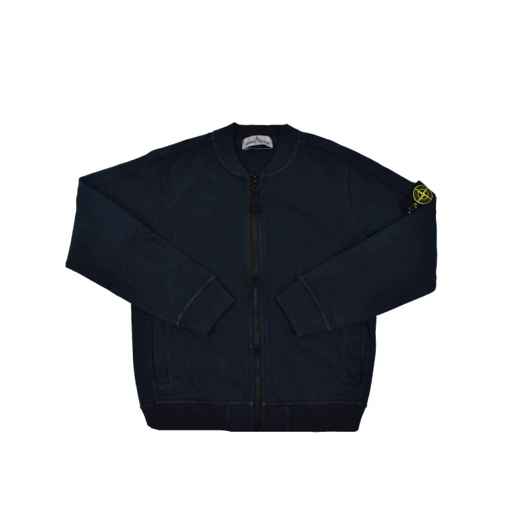 STONE ISLAND Felpa blu full-zip bambini