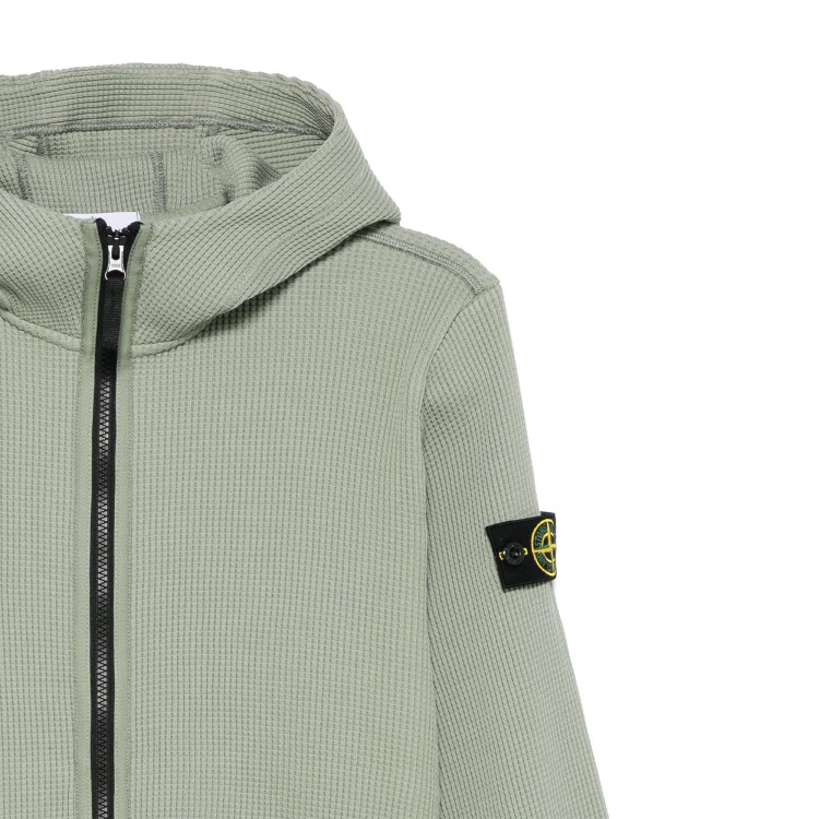 STONE ISLAND Felpa salvia full-zip con cappuccio bambini