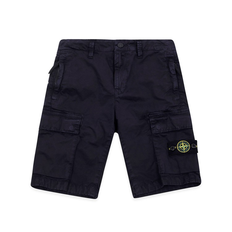 STONE ISLAND Bermuda blu cargo effetto vissuto bambino