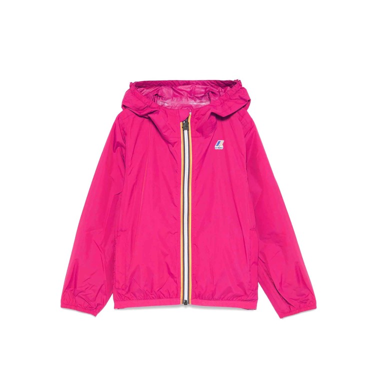 K-WAY Giubotto fucsia antivento con cappuccio bambini