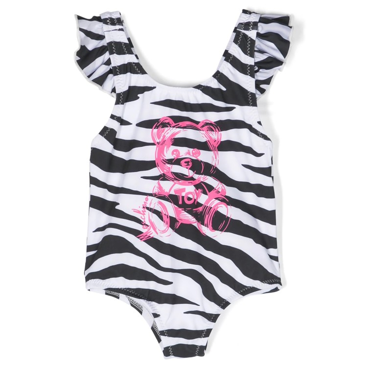 MOSCHINO Costume intero con motivo Teddy Bear bianco/nero neonata