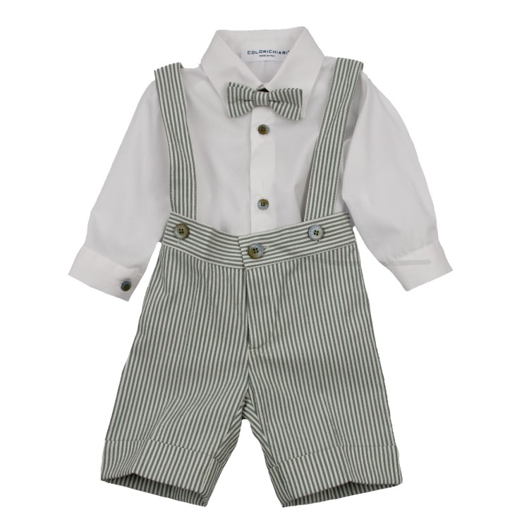COLORI CHIARI Completo pantalone e camicia verde bianco per neonato