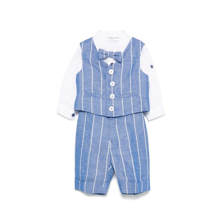 COLORI CHIARI Completo 4 pezzi bianco e azzurro a righe neonato