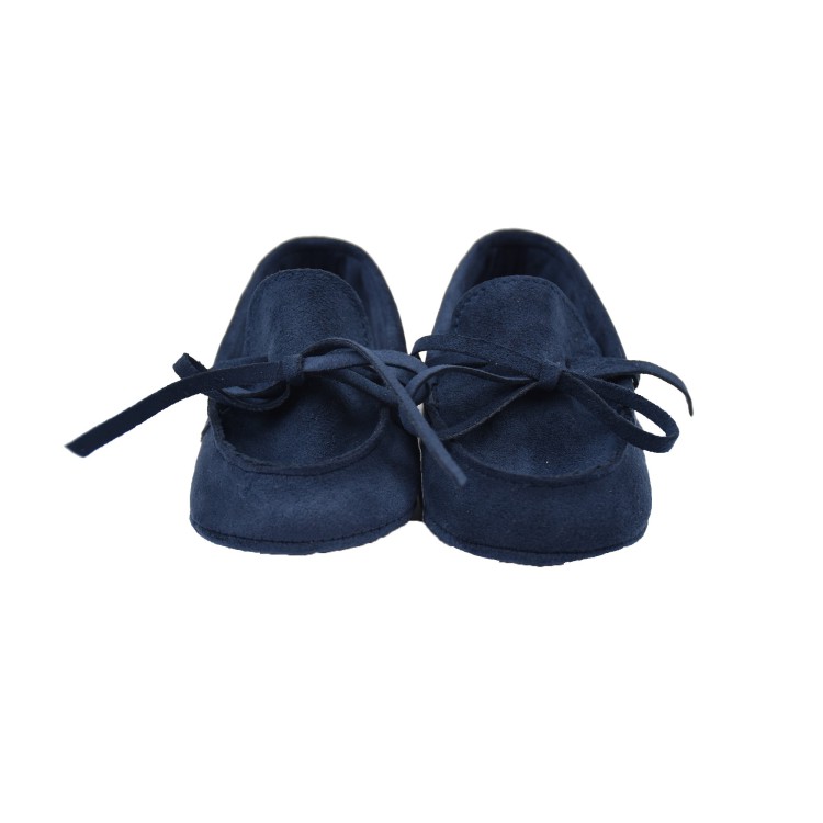 COLORI CHIARI Mocassini da culla in alcantara blu neonato