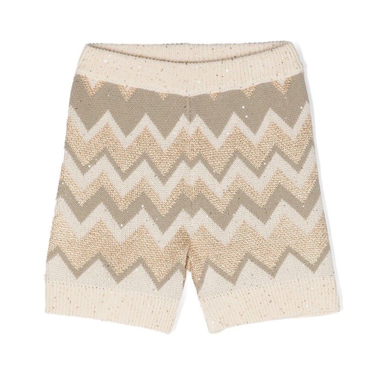 MISSONI Shorts con paillettes cotone beige oro bambina